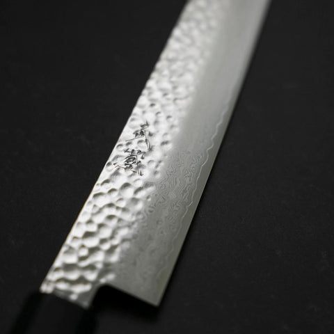 Sujihiki VG-10 Tsuchime Damascus Walnut Handle 240mm (9.4”)-[Musashi]-[Japanese-Kitchen-Knives]