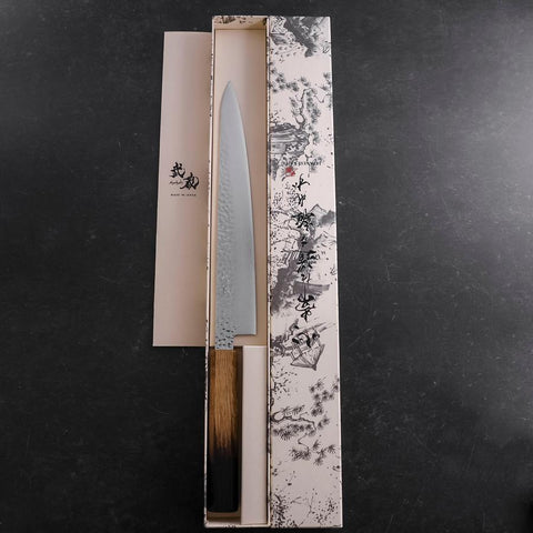 Sujihiki VG-10 Tsuchime Damascus Yaki Urushi Handle 240mm (9.4”)-[Musashi]-[Japanese-Kitchen-Knives]