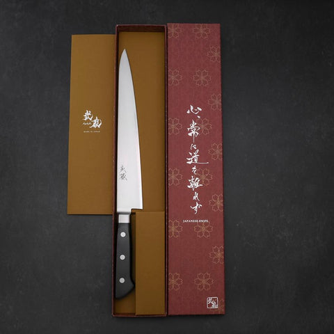 Sujihiki VG-5 Damascus Black Western Handle 235mm (9.3”)-[Musashi]-[Japanese-Kitchen-Knives]