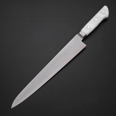 Sujihiki VG-5 Tsuchime Western White Marble Handle 240mm (9.4”)-[Musashi]-[Japanese-Kitchen-Knives]
