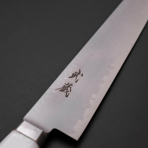 Sujihiki VG-5 Tsuchime Western White Marble Handle 240mm (9.4”)-[Musashi]-[Japanese-Kitchen-Knives]