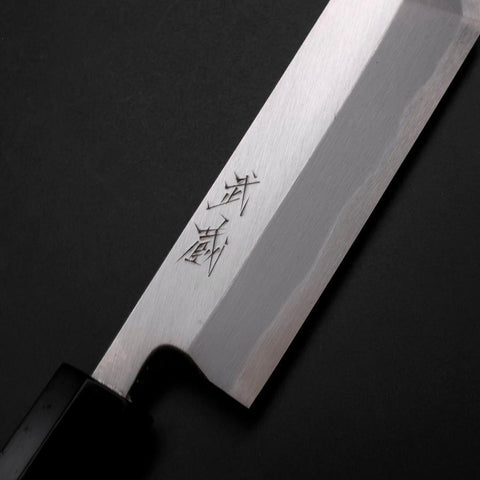 Unagisaki (Edo) Blue Steel #1 Hon-Kasumi Buffalo Ebony Handle 150mm (5.9”)-[Musashi]-[Japanese-Kitchen-Knives]