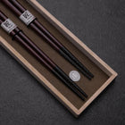Urushi Ariake Lacquered Wooden Chopsticks Set 210mm Red and 230mm Black with Paulownia Wooden Box (8.3”)-[Musashi]-[Japanese-Kitchen-Knives]