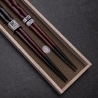 Urushi Hori Benkei Lacquered Wooden Chopsticks Set 210mm Red and 230mm Black with Paulownia Wooden Box (8.3”)-[Musashi]-[Japanese-Kitchen-Knives]