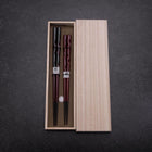 Urushi Hori Benkei Lacquered Wooden Chopsticks Set 210mm Red and 230mm Black with Paulownia Wooden Box (8.3”)-[Musashi]-[Japanese-Kitchen-Knives]