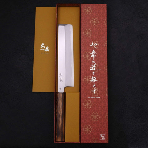 Usuba(Kanto) Blue Steel #2 Kasumi Sumi Urushi Handle 210mm (8.3”)-[Musashi]-[Japanese-Kitchen-Knives]