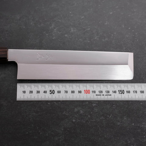 Usuba(Kanto) Honyaki Silver Steel #3 Mirror Ebony Handle 180mm (7”)-[Musashi]-[Japanese-Kitchen-Knives]