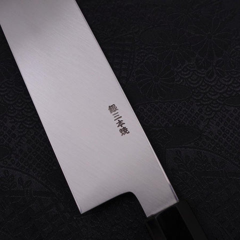 Usuba(Kanto) Honyaki Silver Steel #3 Mirror Finish Buffalo Ebony Handle 180mm (7”)-[Musashi]-[Japanese-Kitchen-Knives]