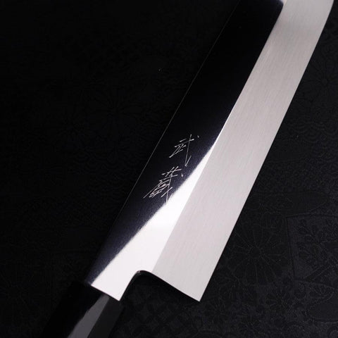 Usuba(Kanto) Honyaki Silver Steel #3 Mirror Finish Buffalo Ebony Handle 180mm (7”)-[Musashi]-[Japanese-Kitchen-Knives]