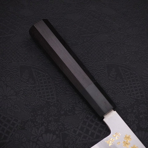 Usuba(Kanto) White Steel #2 Kasumi Chokin Phoenix-Sakura Buffalo Ebony Handle 180mm (7”)-[Musashi]-[Japanese-Kitchen-Knives]