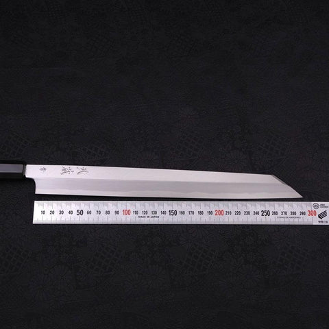 Yanagi Kiritsuke Blue Steel #2 Kasumi Buffalo Ebony Handle 300mm (11.8”)-[Musashi]-[Japanese-Kitchen-Knives]