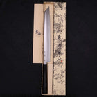 Yanagi Kiritsuke Blue Steel #2 Kasumi Buffalo Ebony Handle 300mm (11.8”)-[Musashi]-[Japanese-Kitchen-Knives]