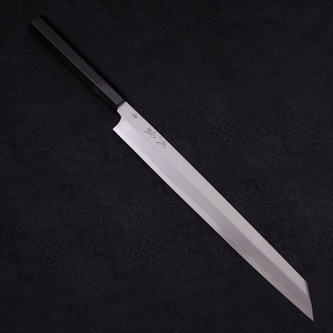Yanagi Kiritsuke Blue Steel #2 Kasumi Buffalo Ebony Handle 300mm (11.8”)-[Musashi]-[Japanese-Kitchen-Knives]