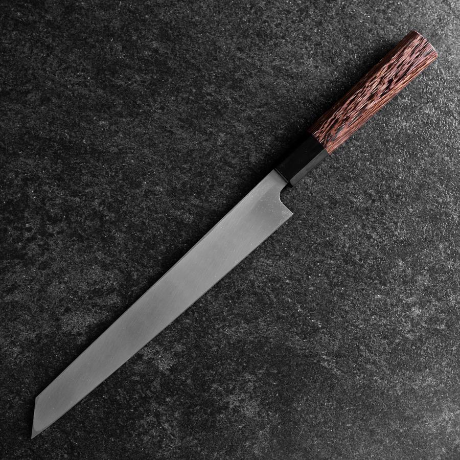 Yanagi Kiritsuke Blue Steel #2 Kurouchi Buffalo Wenge Handle 240mm (9.4”)-[Musashi]-[Japanese-Kitchen-Knives]
