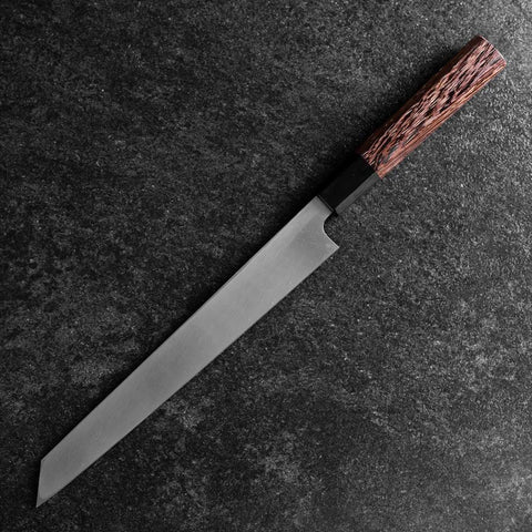 Yanagi Kiritsuke Blue Steel #2 Kurouchi Buffalo Wenge Handle 240mm (9.4”)-[Musashi]-[Japanese-Kitchen-Knives]