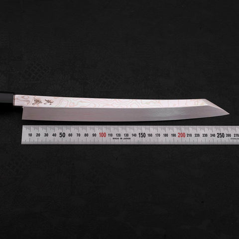 Yanagi Kiritsuke Silver Steel #3 Damascus Mirror Buffalo Walnut Handle 270mm (10.6”)-[Musashi]-[Japanese-Kitchen-Knives]