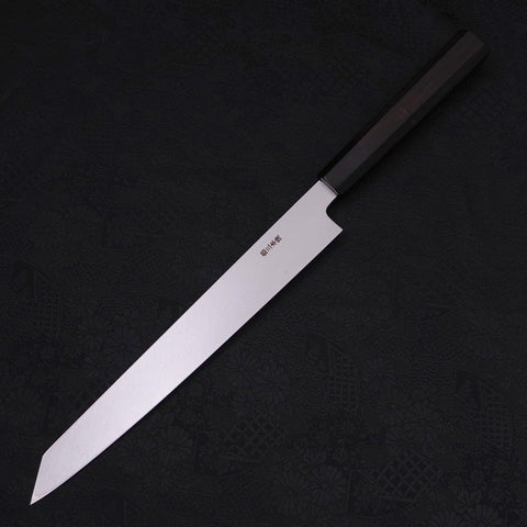 Yanagi Kiritsuke Silver Steel #3 Honyaki Mirror Buffalo Ebony Handle 270mm (10.6”)-[Musashi]-[Japanese-Kitchen-Knives]