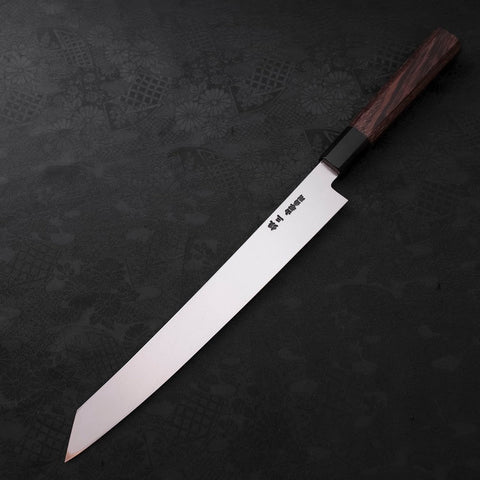 Yanagi Kiritsuke Silver Steel #3 Honyaki Mirror Buffalo Wenge Handle 270mm (10.6”)-[Musashi]-[Japanese-Kitchen-Knives]