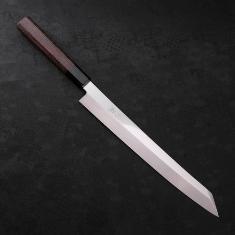 Yanagi Kiritsuke Silver Steel #3 Honyaki Mirror Buffalo Wenge Handle 270mm (10.6”)-[Musashi]-[Japanese-Kitchen-Knives]
