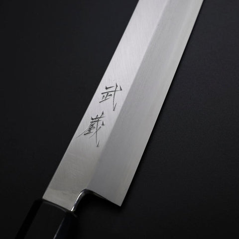 Yanagi Kiritsuke Silver Steel #3 Kasumi Buffalo Ebony Handle 300mm (11.8”)-[Musashi]-[Japanese-Kitchen-Knives]