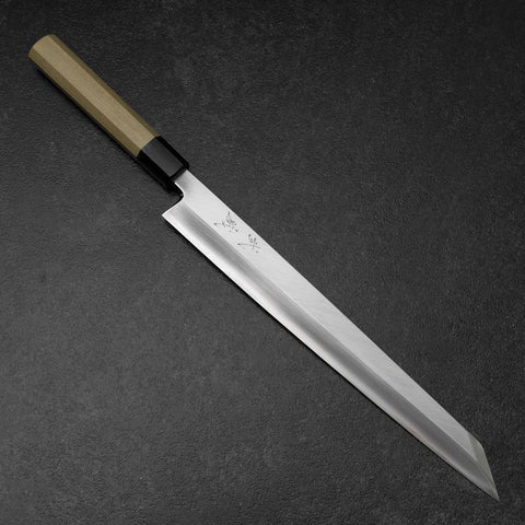 Yanagi Kiritsuke Silver Steel #3 Kasumi Buffalo Magnolia Handle 300mm (11.8”)-[Musashi]-[Japanese-Kitchen-Knives]