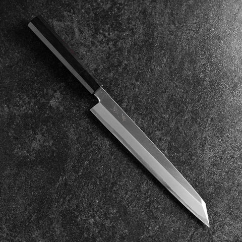 Yanagi Kiritsuke White Steel #2 Kasumi Buffalo Ebony Handle 240mm (9.4”)-[Musashi]-[Japanese-Kitchen-Knives]