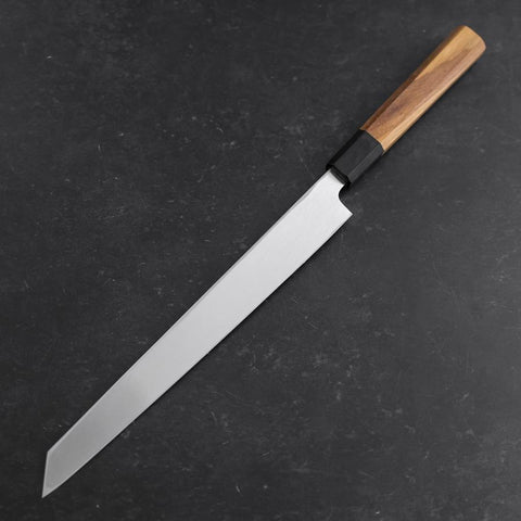 Yanagi Kiritsuke White Steel #2 Kasumi Buffalo Teak Handle 270mm (10.6”)-[Musashi]-[Japanese-Kitchen-Knives]