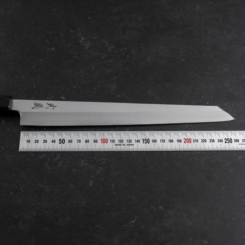 Yanagi Kiritsuke White Steel #2 Kasumi Buffalo Teak Handle 270mm (10.6”)-[Musashi]-[Japanese-Kitchen-Knives]