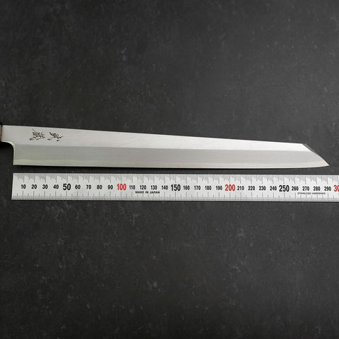 Yanagi Kiritsuke White Steel #2 Kasumi Buffalo Teak Handle 300mm (11.8”)-[Musashi]-[Japanese-Kitchen-Knives]