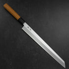 Yanagi Kiritsuke White Steel #2 Kasumi Buffalo Teak Handle 300mm (11.8”)-[Musashi]-[Japanese-Kitchen-Knives]
