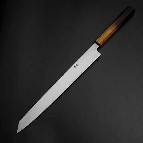 Yanagi Kiritsuke White Steel #2 Kasumi Yaki Urushi Handle 290mm (11.4”)-[Musashi]-[Japanese-Kitchen-Knives]