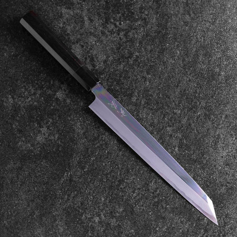 Yanagi Kiritsuke White Steel #2 Mirror Buffalo Ebony Handle 235mm (9.3”)-[Musashi]-[Japanese-Kitchen-Knives]