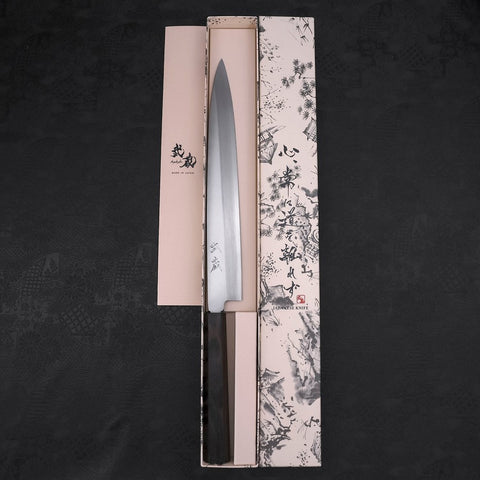 Yanagiba AUS-10 Polished Ebony Handle 270mm (10.6”)-[Musashi]-[Japanese-Kitchen-Knives]