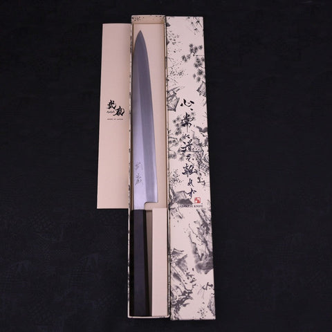 Yanagiba AUS-10 Polished Ebony Handle 300mm (11.8”)-[Musashi]-[Japanese-Kitchen-Knives]