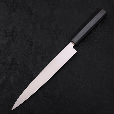Yanagiba AUS-8 Polished Dark Blue Urushi Handle 240mm (9.4”)-[Musashi]-[Japanese-Kitchen-Knives]