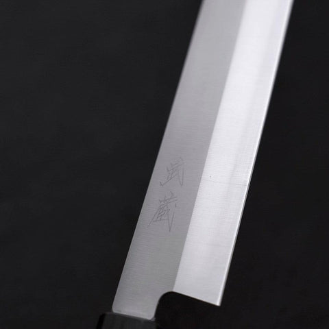 Yanagiba AUS-8 Polished Dark Blue Urushi Handle 300mm (11.8”)-[Musashi]-[Japanese-Kitchen-Knives]
