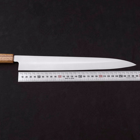 Yanagiba AUS-8 Polished Oak Handle 300mm (11.8”)-[Musashi]-[Japanese-Kitchen-Knives]
