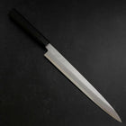 Yanagiba Blue Steel #1 Suminagashi Buffalo Ebony Handle With Sheath 270mm (10.6”)-[Musashi]-[Japanese-Kitchen-Knives]