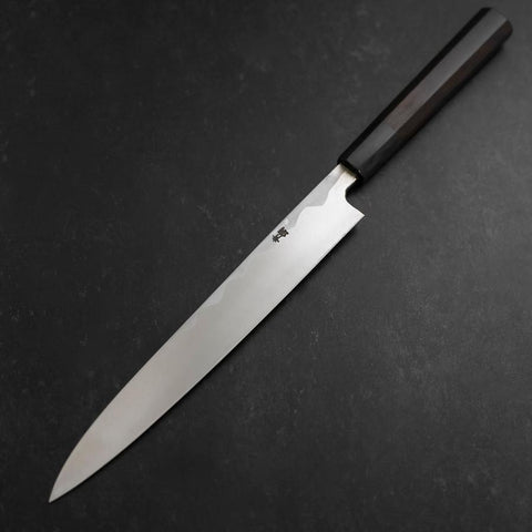 Yanagiba Blue Steel #2 Damascus Buffalo Ebony Handle 210mm (8.3”)-[Musashi]-[Japanese-Kitchen-Knives]