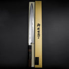 Yanagiba Blue Steel #2 Damascus Shitan Handle 330mm-[Musashi]-[Japanese-Kitchen-Knives]
