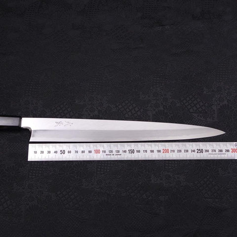 Yanagiba Blue Steel #2 Kasumi Buffalo Ebony Handle 300mm (11.8”)-[Musashi]-[Japanese-Kitchen-Knives]