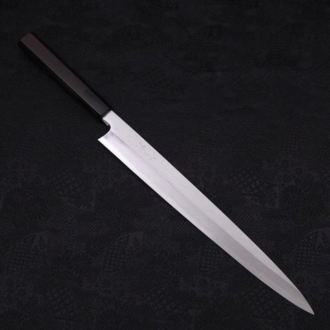 Yanagiba Blue Steel #2 Kasumi Buffalo Ebony Handle 300mm (11.8”)-[Musashi]-[Japanese-Kitchen-Knives]