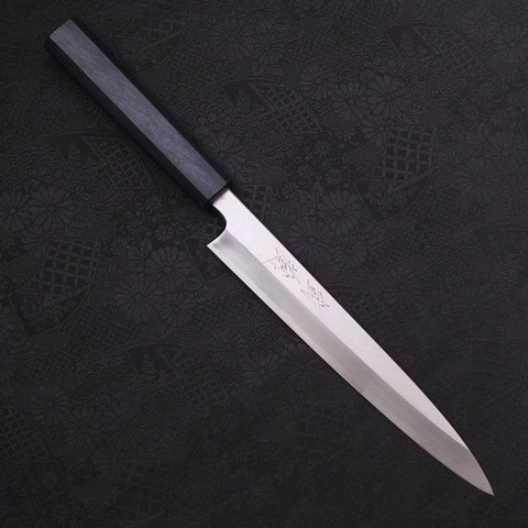 Yanagiba Blue Steel #2 Kasumi Dark-Blue Urushi Handle 210mm (8.3”)-[Musashi]-[Japanese-Kitchen-Knives]