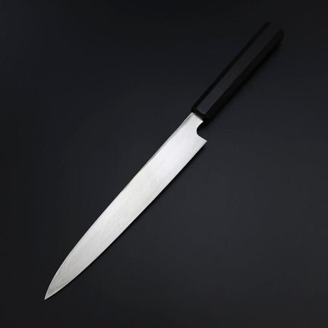 Yanagiba Blue Steel #2 Kurouchi Buffalo Ebony Handle 200mm (7.9”)-[Musashi]-[Japanese-Kitchen-Knives]