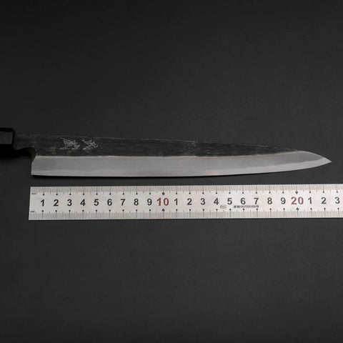 Yanagiba Blue Steel #2 Kurouchi Buffalo Ebony Handle 240mm (9.4”)-[Musashi]-[Japanese-Kitchen-Knives]