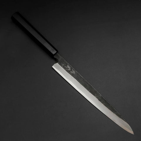 Yanagiba Blue Steel #2 Kurouchi Buffalo Ebony Handle 240mm (9.4”)-[Musashi]-[Japanese-Kitchen-Knives]