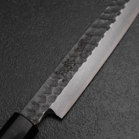 Yanagiba Blue Steel #2 Kurouchi Tsuchime Walnut Handle 165mm (6.5”)-[Musashi]-[Japanese-Kitchen-Knives]