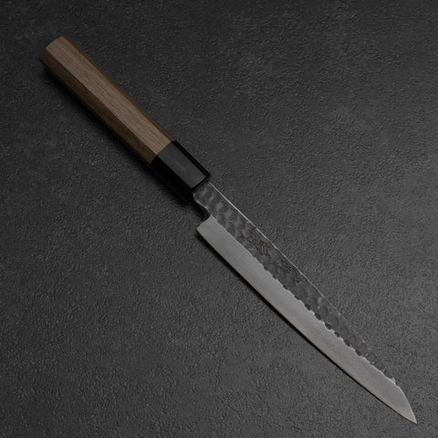 Yanagiba Blue Steel #2 Kurouchi Tsuchime Walnut Handle 165mm (6.5”)-[Musashi]-[Japanese-Kitchen-Knives]