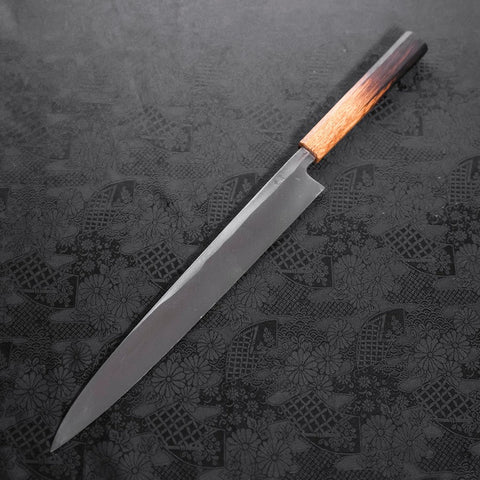 Yanagiba Blue Steel #2 Kurouchi Tsuchime Yaki Urushi Handle 300mm (11.8”)-[Musashi]-[Japanese-Kitchen-Knives]