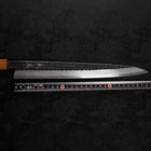 Yanagiba Blue Steel #2 Kurouchi Tsuchime Yaki Urushi Handle 300mm (11.8”)-[Musashi]-[Japanese-Kitchen-Knives]